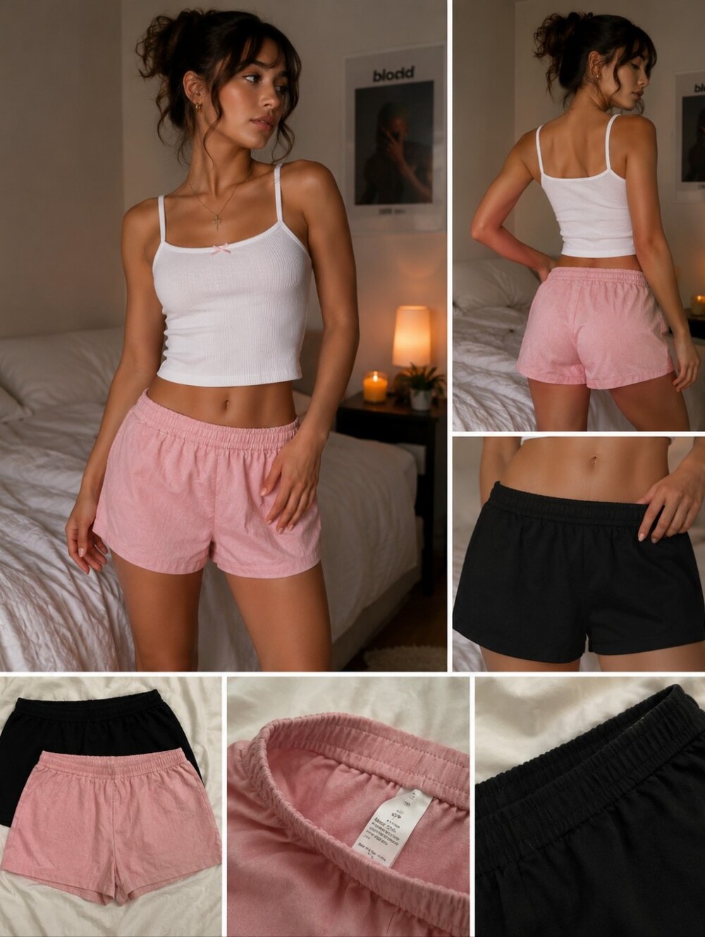 Shein Black and Pink Pair Of Athletic Shorts X-S/Small